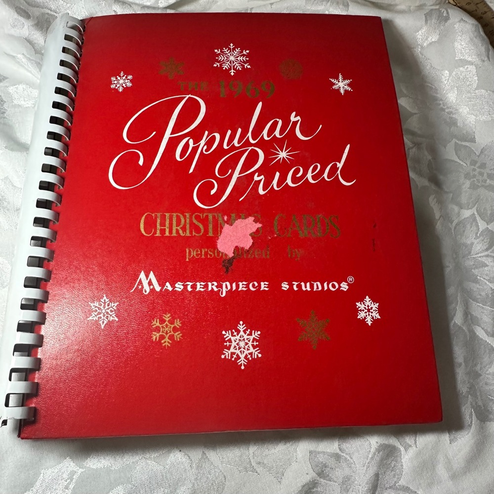 Masterpiece Studios Christmas Card Sample Book 1969 Red Large Good Vintage MCM